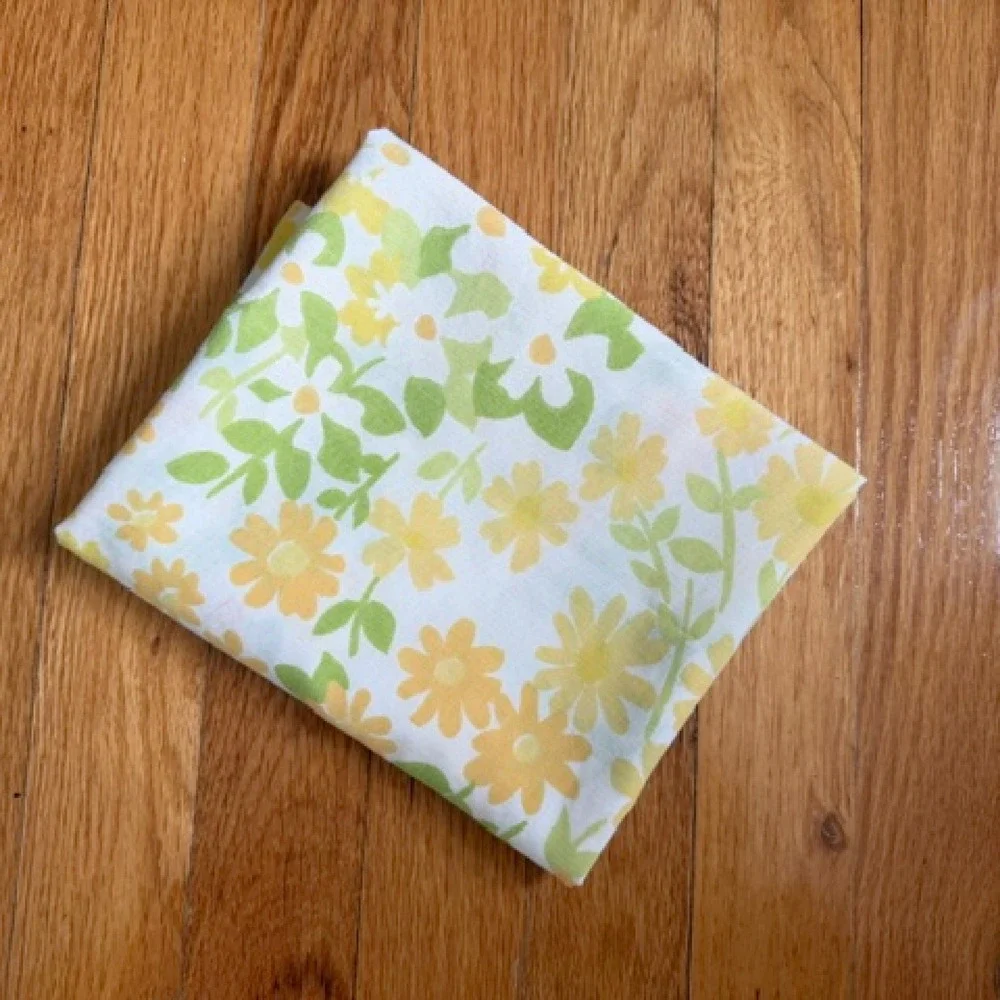 Vintage pillowcase with yellow and green Floral